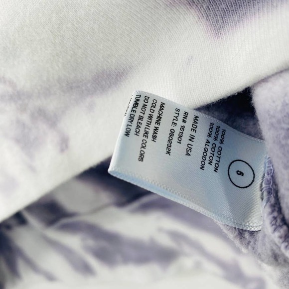 Good American Cropped & Cool Tie Dye Hoodie Lilac White Size 5 XXL NWT Cozy - Picture 8 of 11